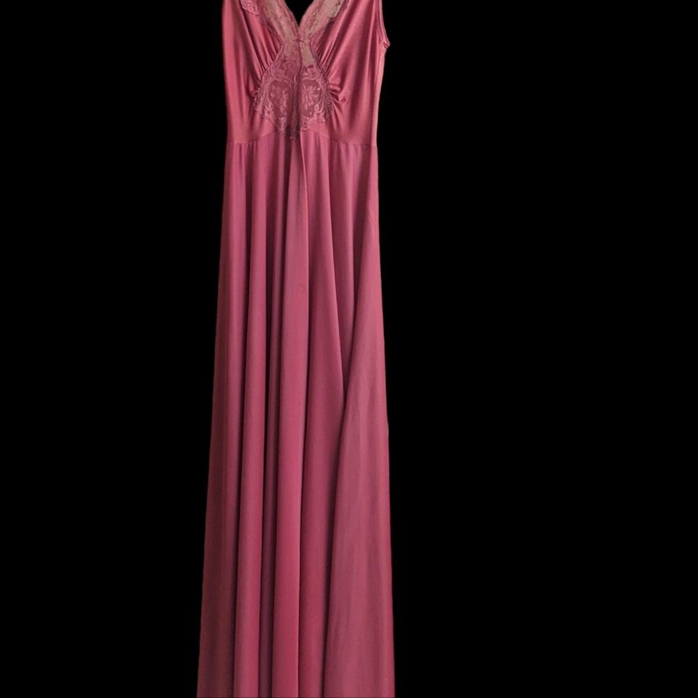 Vintage Olga Body Silk Raspberry Full Sweet Nightgown Style Number 9867